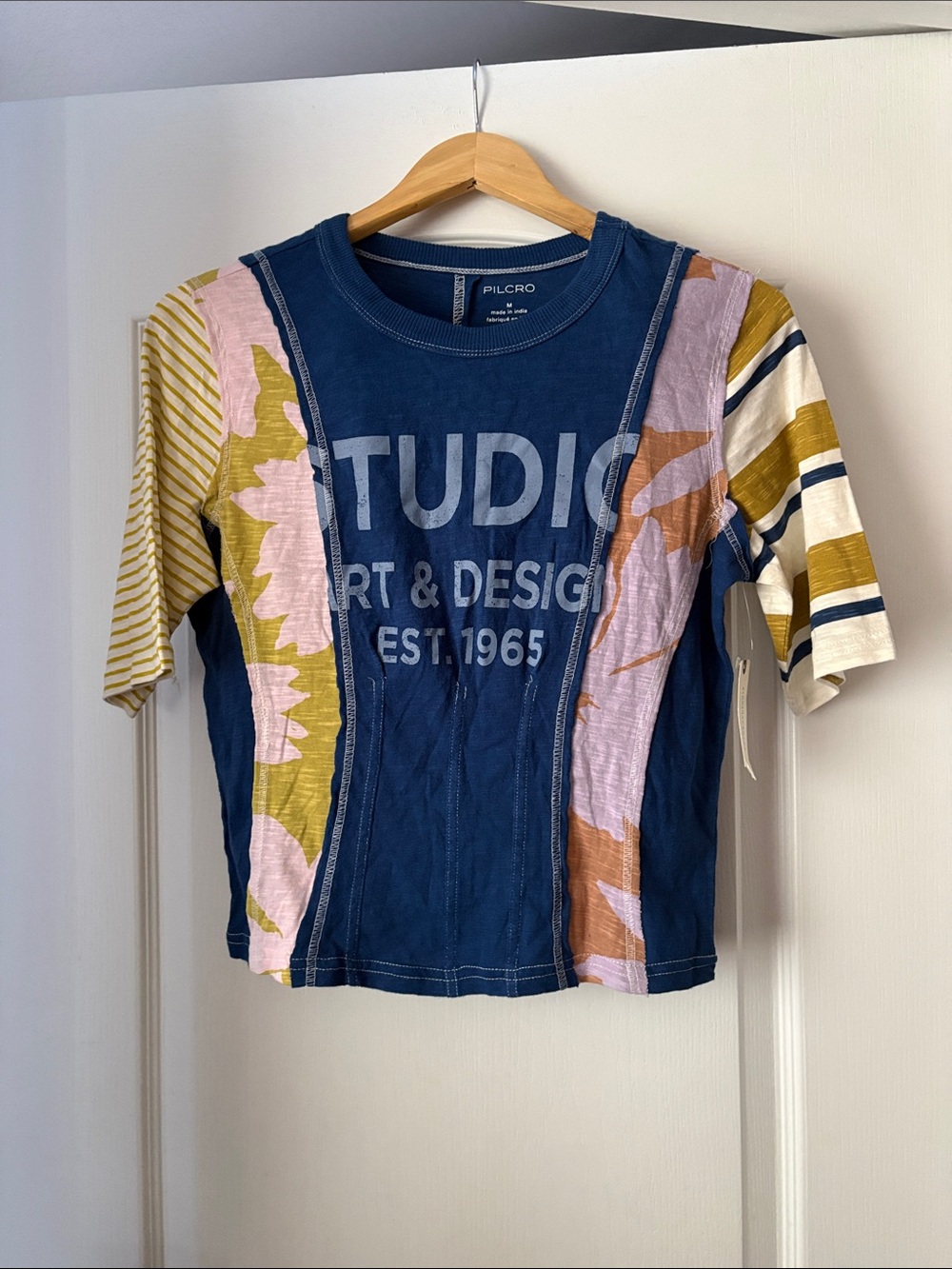 NWT Pilcro Anthropologie Patchwork Graphic Tee. Sz M